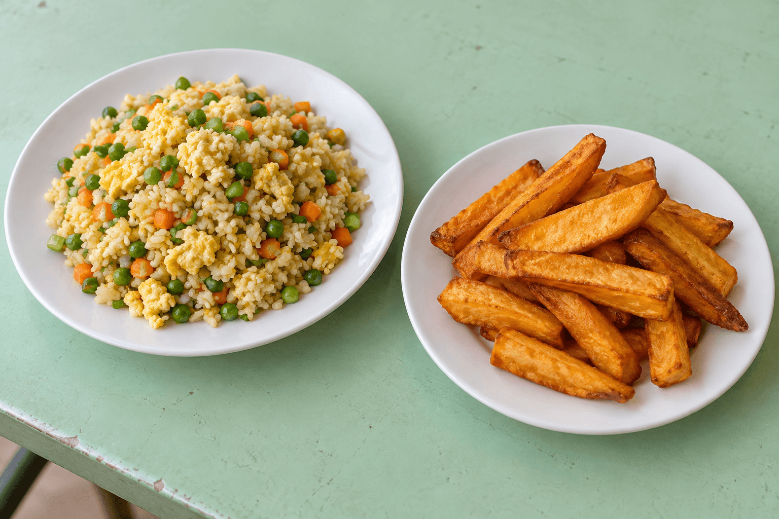 Illustration de riz cantonais à l’œuf et de koliko de patate douce